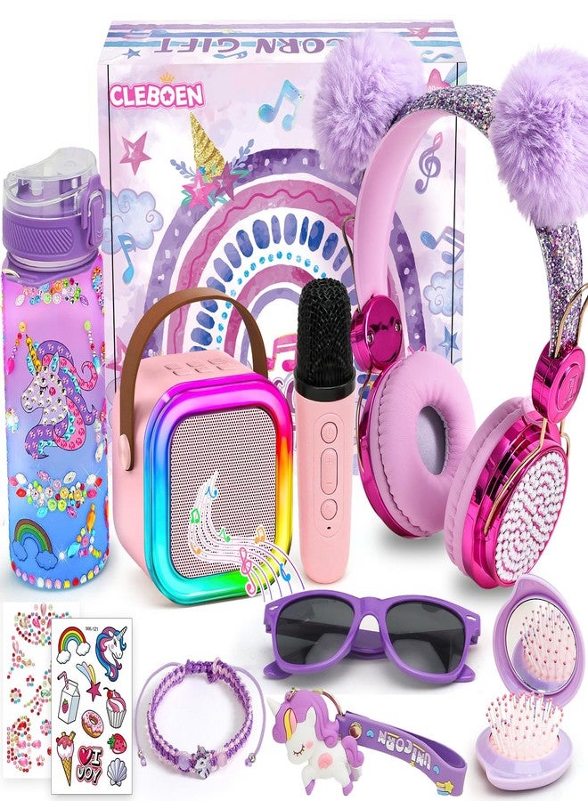 Cleboen Unicorn Gift for Girls Toys with Kids Karaoke/Microphone/Headphone/DIY Water Bottle/Keychain/Bracelet/Comb, Christmas Birthday Gifts for Girls 3 4 5 6 7 8 9 10+ Year Old Girl Gift Unicorn Toys - Image 1